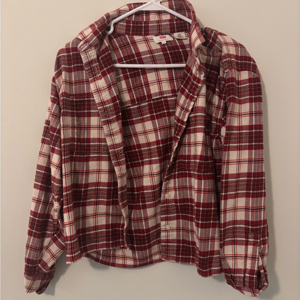 Levi's Red and White Plaid Button Down Shirt